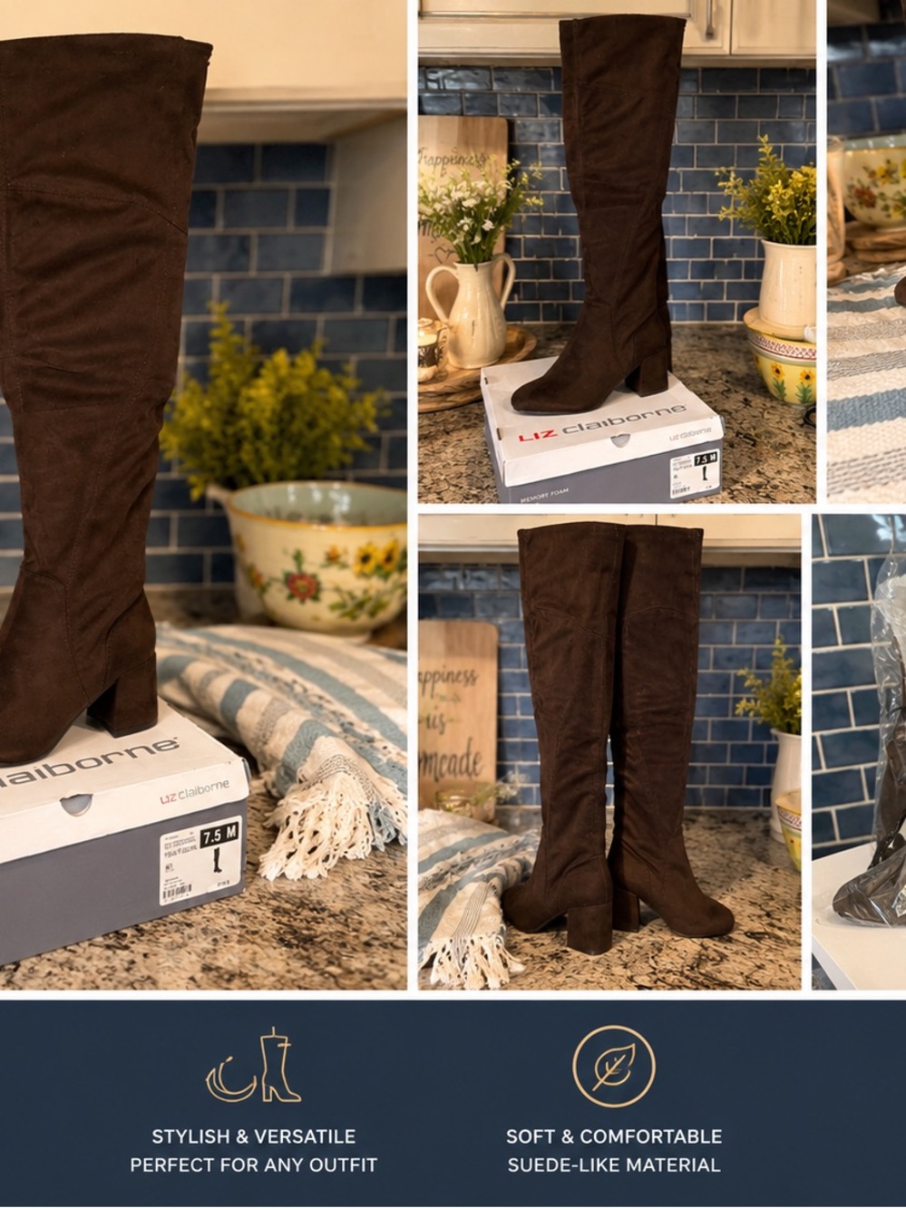 Liz Claiborne Women's Dark Brown Heeled Boots